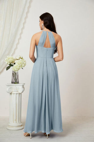 Baoleely Chiffon Halter Bridesmaid Dresses Long A-Line Formal Evening Dress 2805