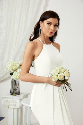 Baoleely Chiffon Halter Bridesmaid Dresses Long A-Line Formal Evening Dress 2805