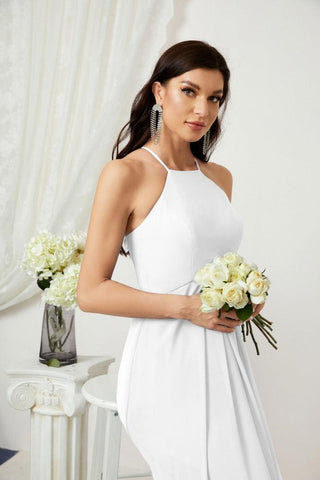 Baoleely Chiffon Halter Bridesmaid Dresses Long A-Line Formal Evening Dress 2805