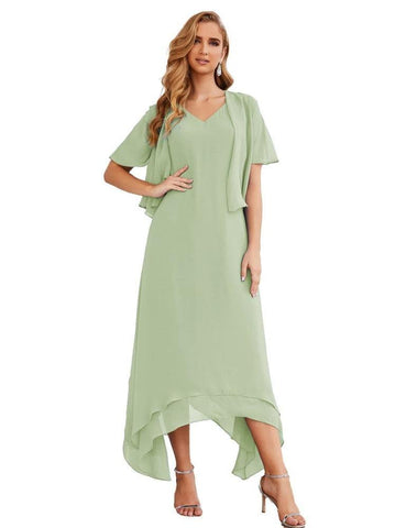 Robe de mariée grande taille en mousseline Sunnderly avec veste, idéale pour les cérémonies de mariage (SY28073) 