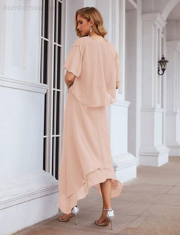 Robe de mariée grande taille en mousseline Sunnderly avec veste, idéale pour les cérémonies de mariage (SY28073) 