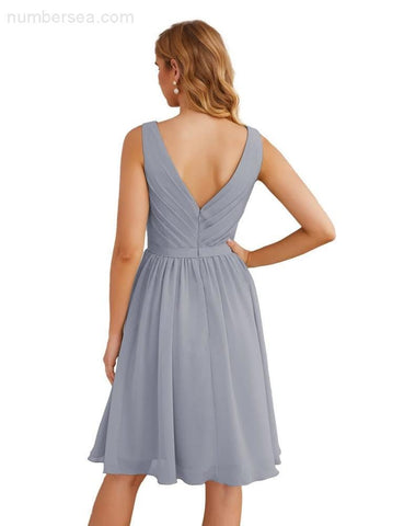 Robe de demoiselle d'honneur Baoleely à col en V, en mousseline, courte, longueur genou, robe de bal formelle pour femmes, fête, retour à la maison, SEA28062 