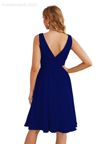 Robe de demoiselle d'honneur Baoleely à col en V, en mousseline, courte, longueur genou, robe de bal formelle pour femmes, fête, retour à la maison, SEA28062 