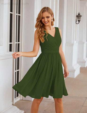 Robe de demoiselle d'honneur Baoleely à col en V, en mousseline, courte, longueur genou, robe de bal formelle pour femmes, fête, retour à la maison, SEA28062 