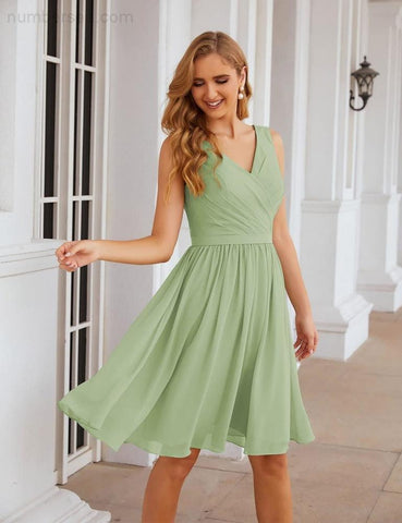 Robe de demoiselle d'honneur Baoleely à col en V, en mousseline, courte, longueur genou, robe de bal formelle pour femmes, fête, retour à la maison, SEA28062 