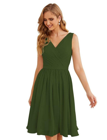 Robe de demoiselle d'honneur Baoleely à col en V, en mousseline, courte, longueur genou, robe de bal formelle pour femmes, fête, retour à la maison, SEA28062 