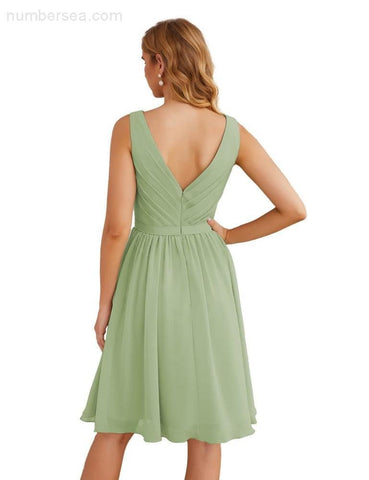 Robe de demoiselle d'honneur Baoleely à col en V, en mousseline, courte, longueur genou, robe de bal formelle pour femmes, fête, retour à la maison, SEA28062 