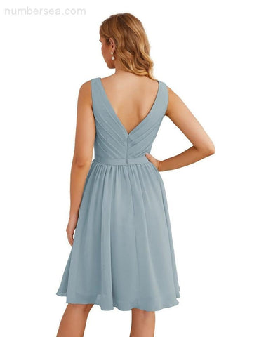 Robe de demoiselle d'honneur Baoleely à col en V, en mousseline, courte, longueur genou, robe de bal formelle pour femmes, fête, retour à la maison, SEA28062 