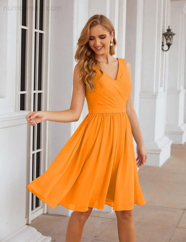 Robe de demoiselle d'honneur Baoleely à col en V, en mousseline, courte, longueur genou, robe de bal formelle pour femmes, fête, retour à la maison, SEA28062 