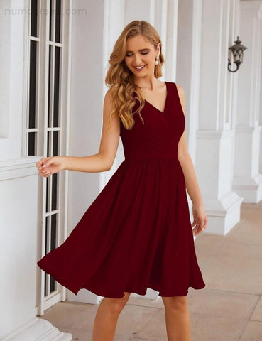 Robe de demoiselle d'honneur Baoleely à col en V, en mousseline, courte, longueur genou, robe de bal formelle pour femmes, fête, retour à la maison, SEA28062 