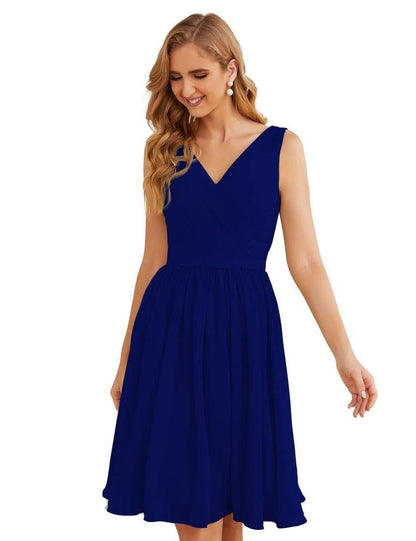 Numbersea V-Neck Bridesmaid Dresses Chiffon Short Knee Length Formal Prom Gowns for Women Party Homecoming  SEA28062