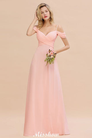 Off Shoulde straps Aline Bridesmaid Dress Chiffon Maid of Honor Dress