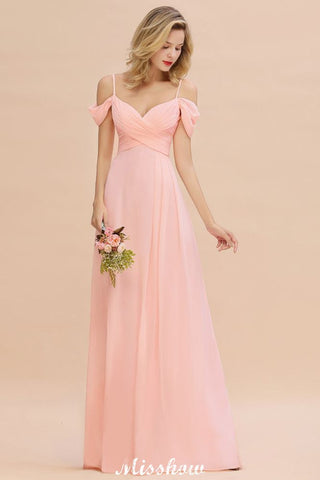 Off Shoulde straps Aline Bridesmaid Dress Chiffon Maid of Honor Dress