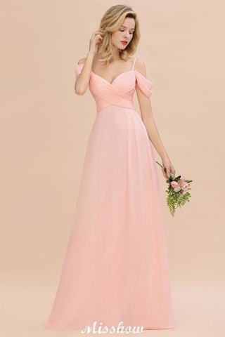 Off Shoulde straps Aline Bridesmaid Dress Chiffon Maid of Honor Dress