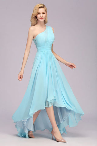 One Shoulder A-line Hi-lo Chiffon Bridesmaid Dresses for Women
