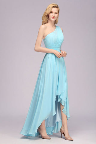 One Shoulder A-line Hi-lo Chiffon Bridesmaid Dresses for Women