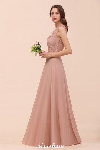 One Shoulder Chiffon Bridesmaid Dress Dusty Pink Wedding Guest Dress for Bride