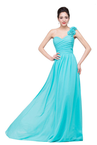 One-shoulder Strapless A-Line Sweep-length Chiffon Bridesmaid Dresses