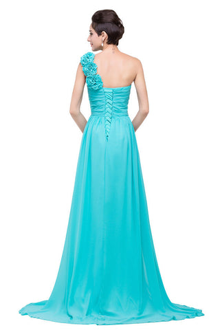 One-shoulder Strapless A-Line Sweep-length Chiffon Bridesmaid Dresses