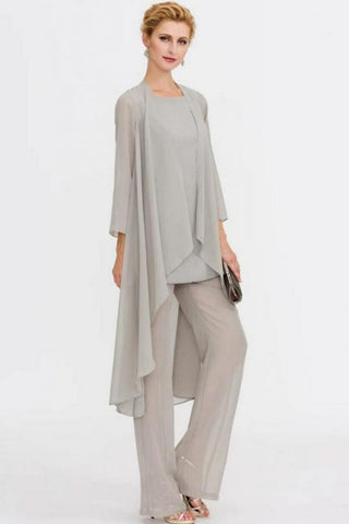 Pantsuit 3 Piece Suit Mother of the Bride Dress Plus Size Floor Length Chiffon