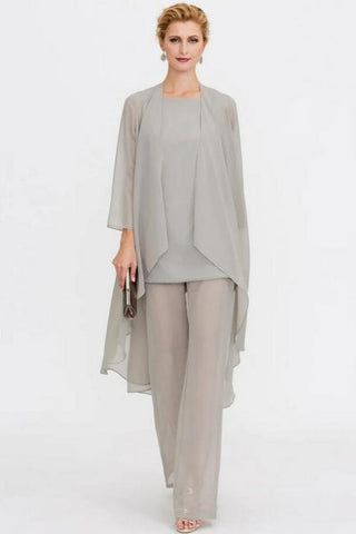 Pantsuit 3 Piece Suit Mother of the Bride Dress Plus Size Floor Length Chiffon