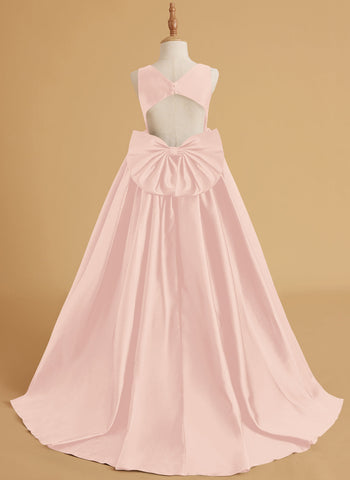 Ball-Gown/Princess Satin Sweep Train Flower Girl Dress