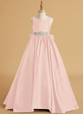 Ball-Gown/Princess Satin Sweep Train Flower Girl Dress