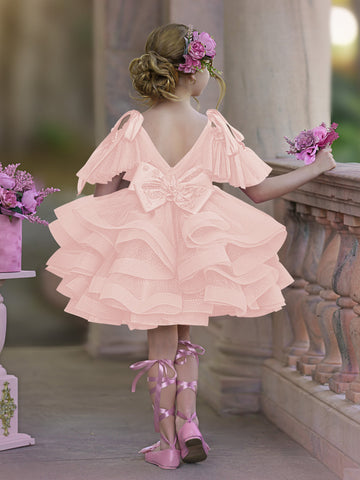 Ball-Gown/Princess Tulle Knee-length Birthday Flower Girl Dress