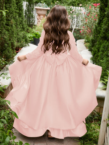 A-line Satin Asymmetrical Flower Girl Dress