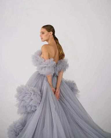 Puffy Ruffles Maternity Tulle Robe