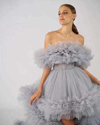 Puffy Ruffles Maternity Tulle Robe
