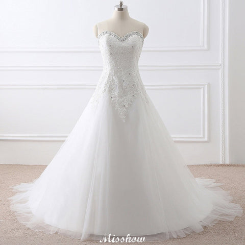 Princess Sweetheart Tulle Wedding Dress With Lace