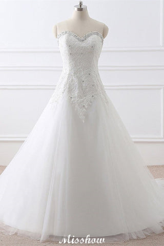 Princess Sweetheart Tulle Wedding Dress With Lace