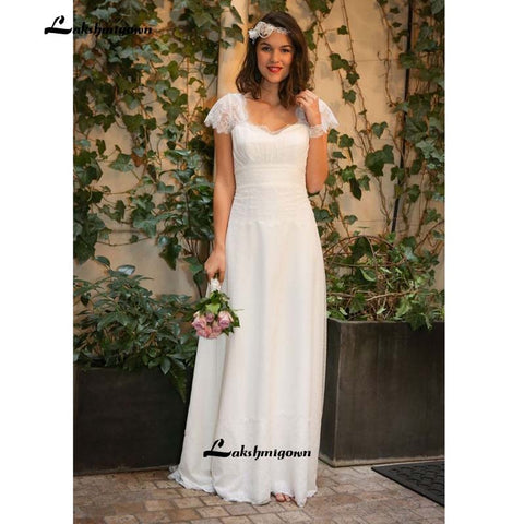 Baoleely Vestidos de novia de estilo occidental, vestidos de novia bohemios largos y modestos de gasa de encaje, bata de novia en dentelle de talla grande