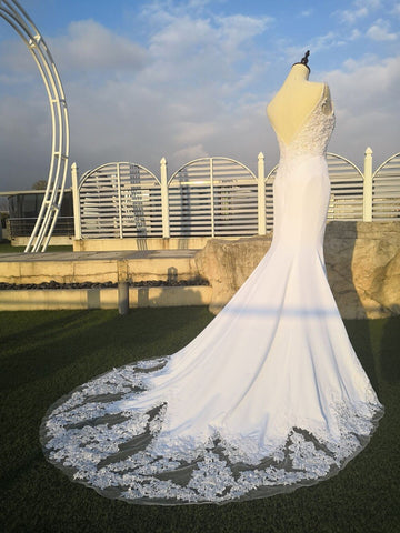 Baoleely V Neck Mermaid Wedding Dresses Lace Appliques Boho Wedding Dress Backless Sexy robe de mariée robe de casamento