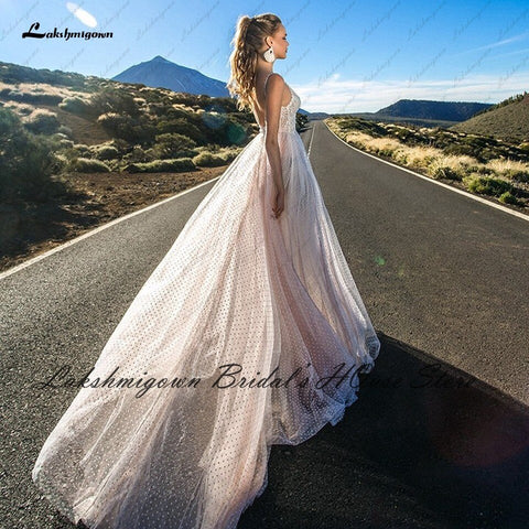 Vestido de novia Baoleely Boho Blush Plush Pink, vestido de novia de verano, nuevo vestido de novia de encaje con corpiño, vestidos de novia sexys con tirantes finos