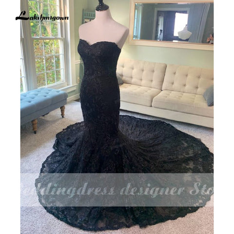 Baoleely Baoleely 2022 Robes de mariée gothiques élégantes avec cape voile robes de mariée noires sans bretelles avec paillettes dentelle florale robe mariage femme
