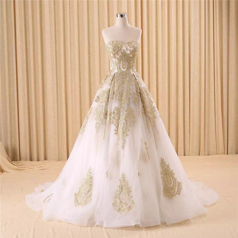 Long Train Embroidery Wedding Dress Bridal Gown Custom Size Robe Real Picture