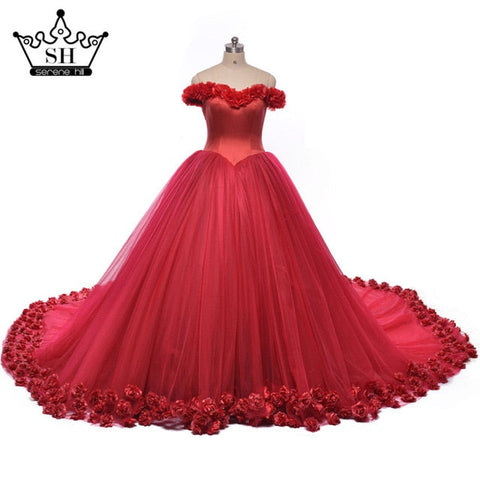 Robe de mariée rose à fleurs nuageuses HA2003