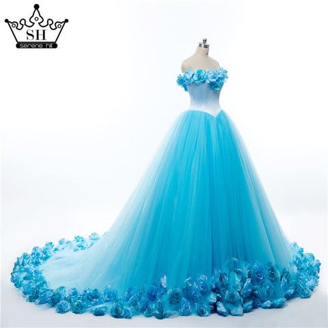 Robe de mariée rose à fleurs nuageuses HA2003