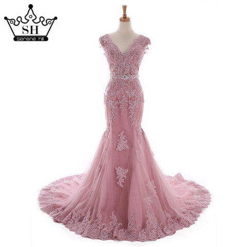 Vestido de novia estilo sirena para fotografía, escote en V profundo, con cuentas y cristales, modelo HM66259