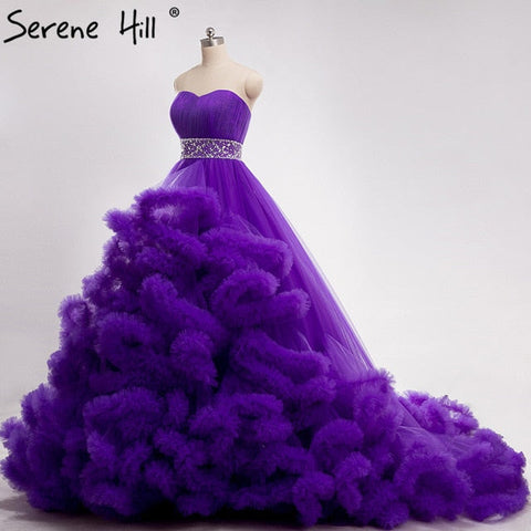 Robe de mariée enceinte, duveteuse, en cristal bordeaux, style nuage, HA2004