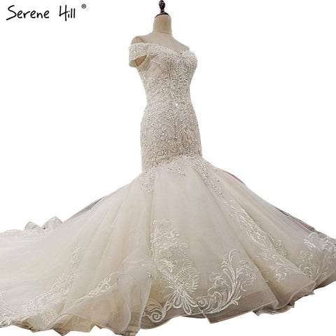 Off Shoulder Sexy High-end Custom Wedding Dresses Mermaid Luxury Crystal Sequined Vintage Bride Gown