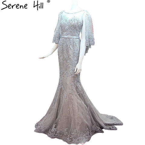 Robe de soirée sirène en tulle, sans manches, châle en cristal et paillettes, shx001