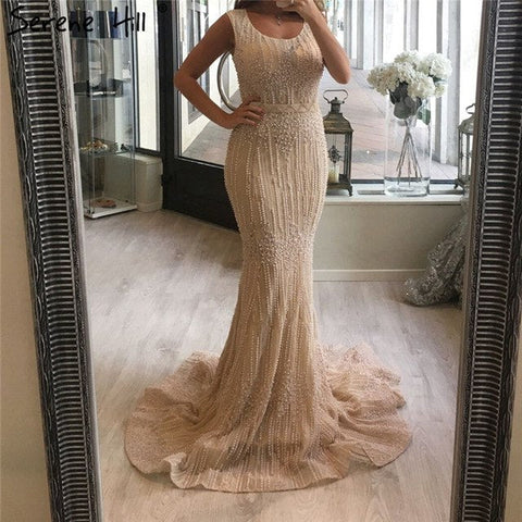 Robe de soirée sirène en dentelle et perles brodées vertes, sexy, sans retour ni remboursement, LA6231