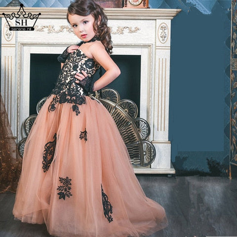 Photography Pageant Dresses For Girls Appliques Flower Ball Gowns Communion Dresses HTA0010