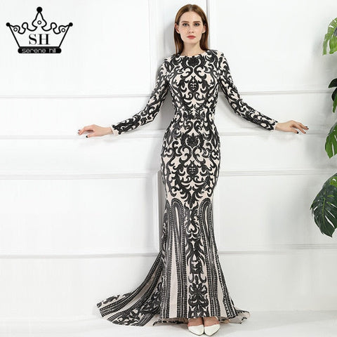 Robe de soirée sirène musulmane à manches longues, robe de soirée LA6196