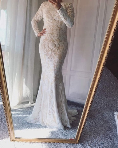 Robe de soirée sirène musulmane à manches longues, robe de soirée LA6196