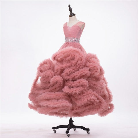 On Sale No Return No Refund  Rushed Girls Pageant Dresses Cloud Flower Girl Dresses Custom Made HTA0001