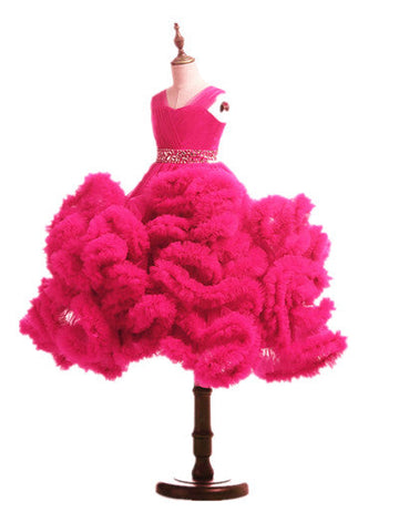 On Sale No Return No Refund  Rushed Girls Pageant Dresses Cloud Flower Girl Dresses Custom Made HTA0001